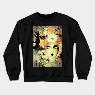 70s deco art print fashion dark floral Crewneck Sweatshirt